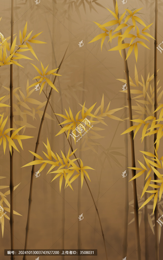 新中式竹子屏風隔斷背景