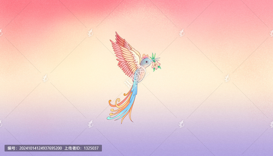 原創(chuàng)國潮飛鳥插畫高清分層文件