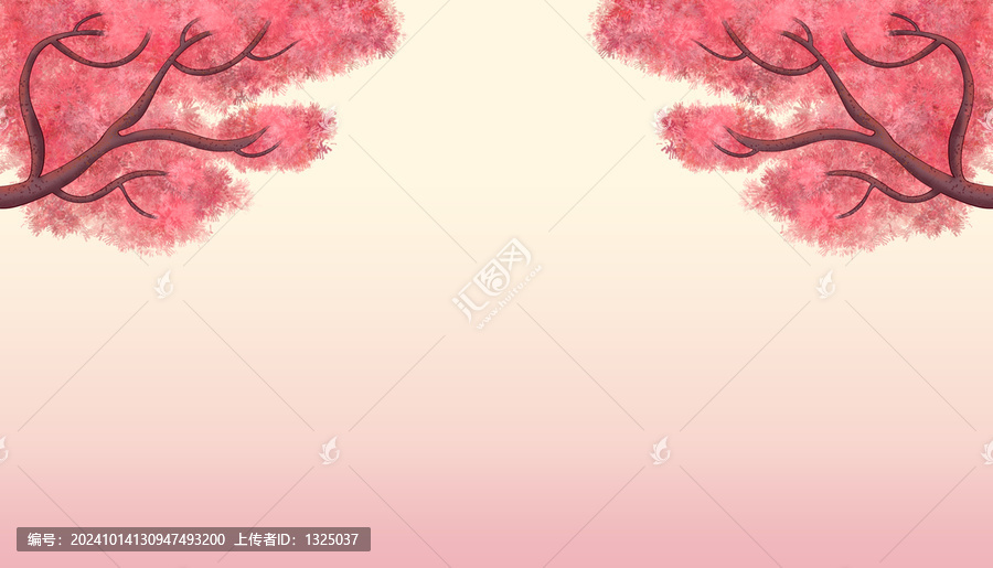 原創(chuàng)桃樹插畫高清分層源文件