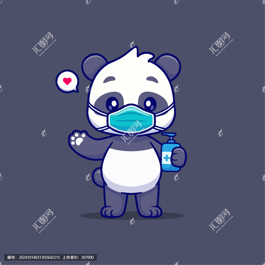 可愛熊貓口罩矢量Q版卡通插畫