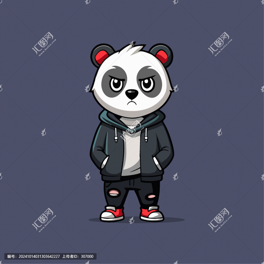 可愛熊貓衛(wèi)衣矢量Q版卡通插畫