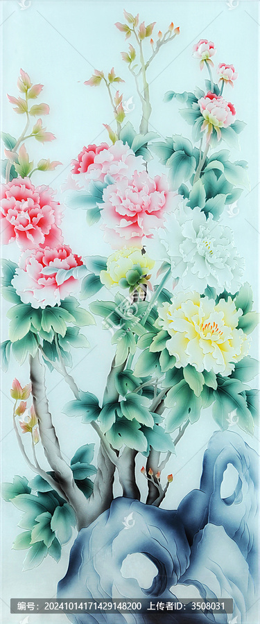 花開富貴玄關(guān)隔斷畫