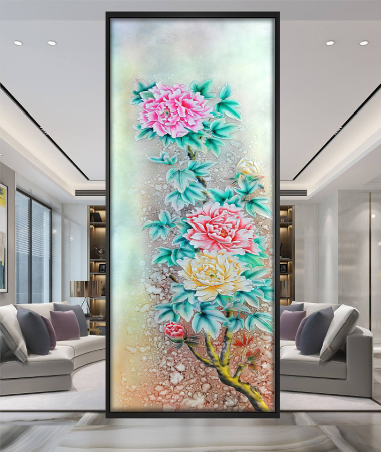 花開富貴玄關(guān)隔斷畫