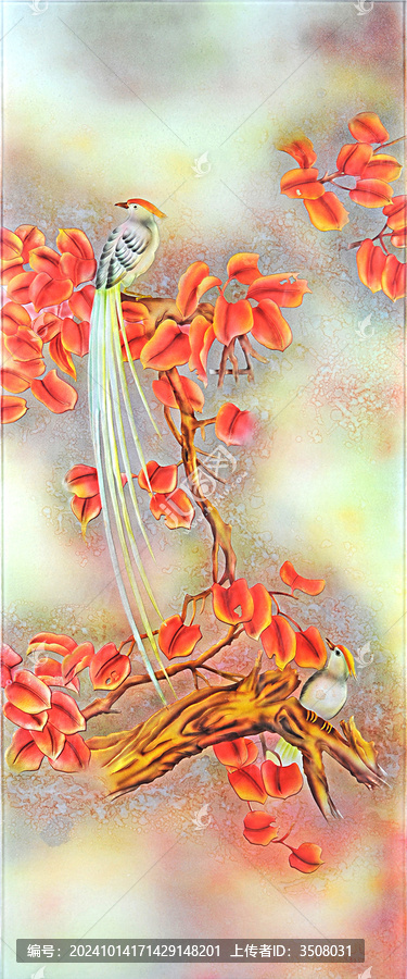 樹頭鳥兒屏風背景墻
