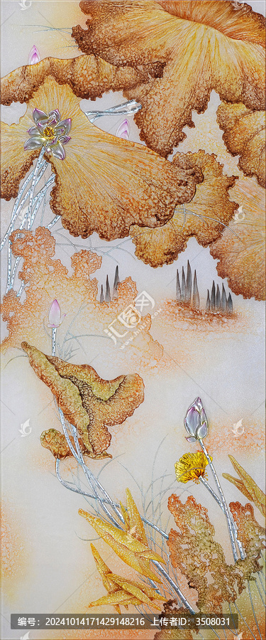 水墨荷花隔斷背景