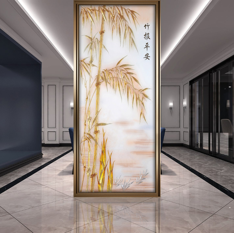 節(jié)節(jié)攀升工藝玻璃隔斷背景