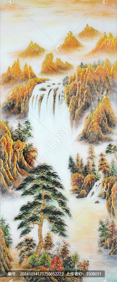 抽象山水工藝玻璃隔斷背景