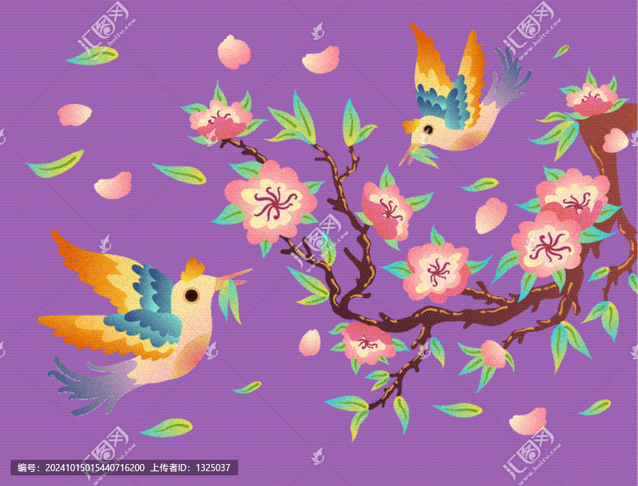 原創(chuàng)春天的鳥(niǎo)兒矢量插畫(huà)