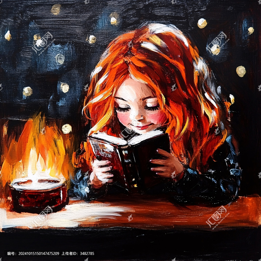 小女孩讀書配圖