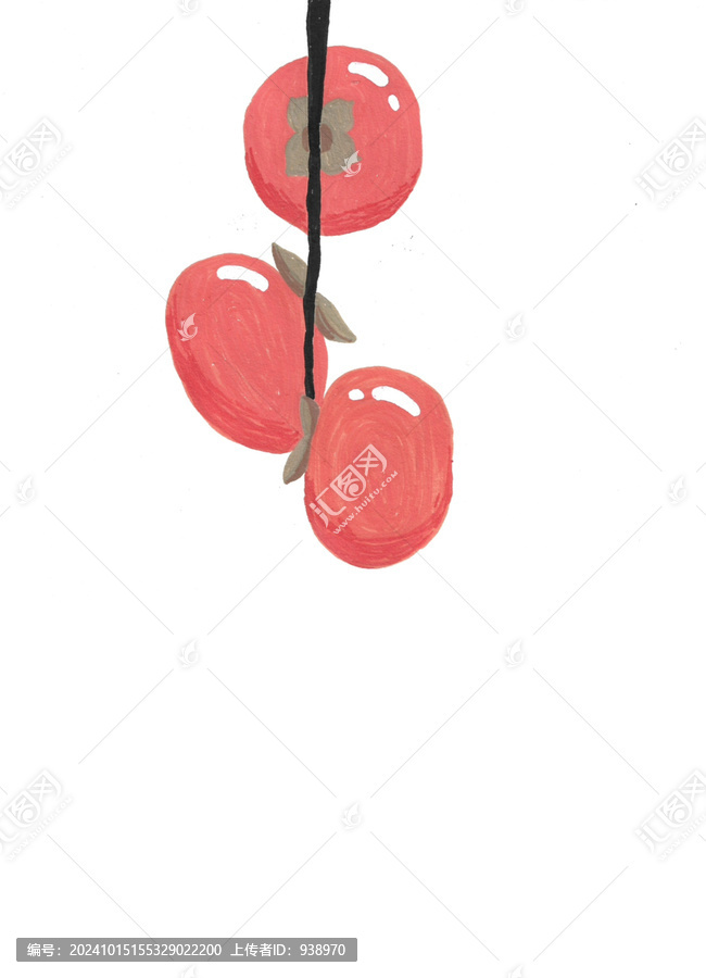 馬克筆手繪柿子插畫