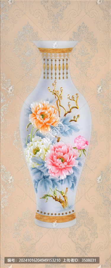 牡丹藝術玻璃屏風圖