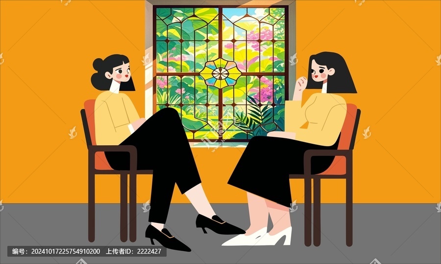 兩個(gè)聊天的女人矢量插畫