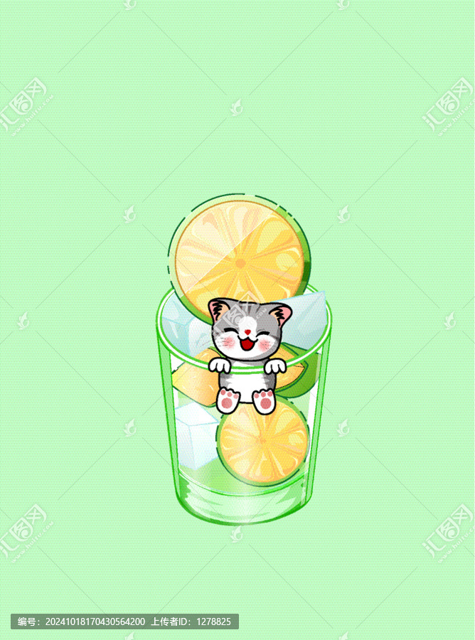 貓冷飲橘子片