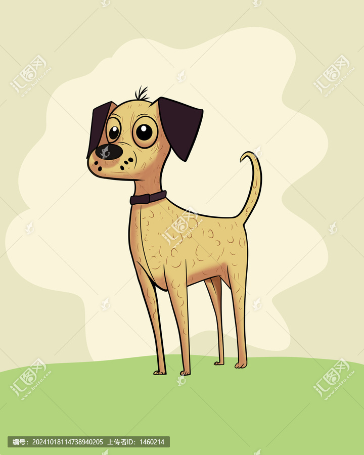 手繪卡通狗兒童插畫