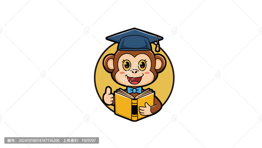 卡通可愛小猩猩博士頭像