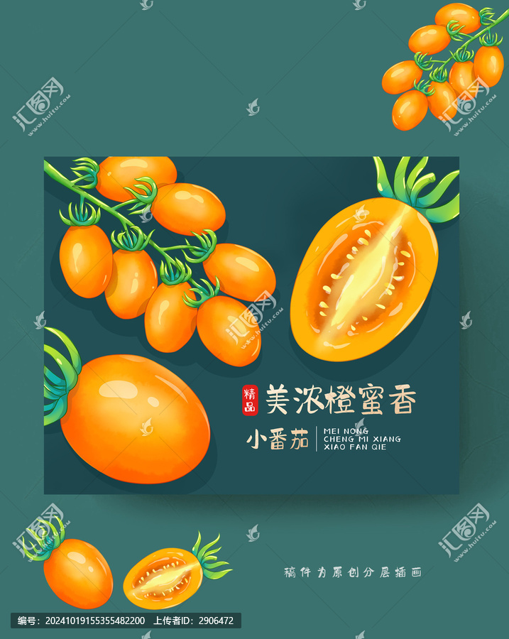 美濃橙蜜香番茄包裝插畫