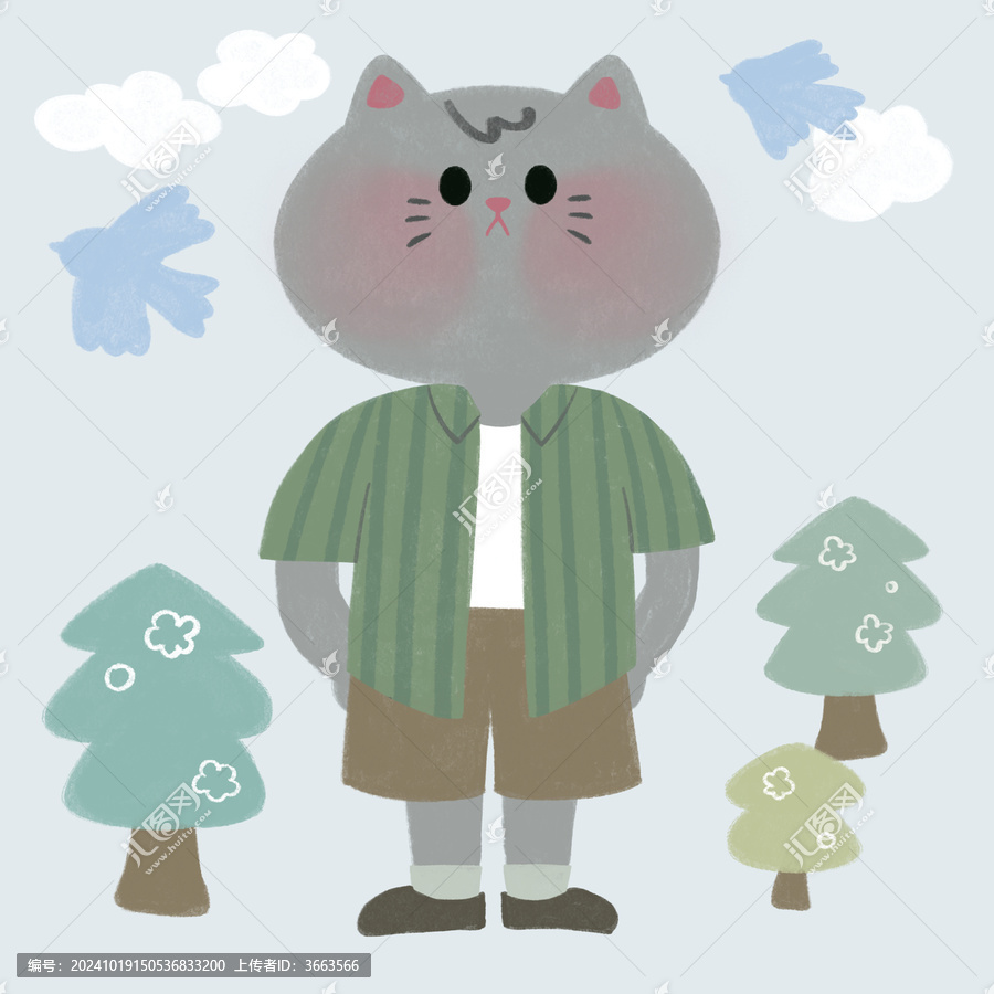 可愛貓咪森系插畫便簽手帳貼紙