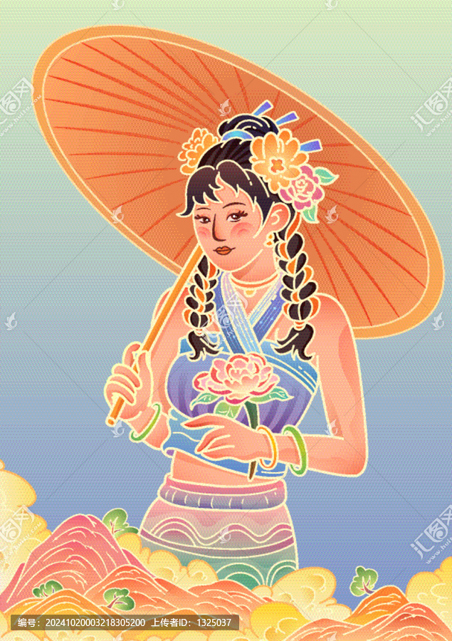 原創(chuàng)云南少數(shù)民族美女矢量插畫