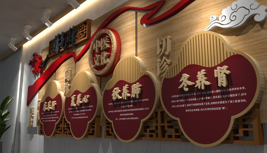 中醫(yī)文化墻四季養(yǎng)生中醫(yī)院展示墻