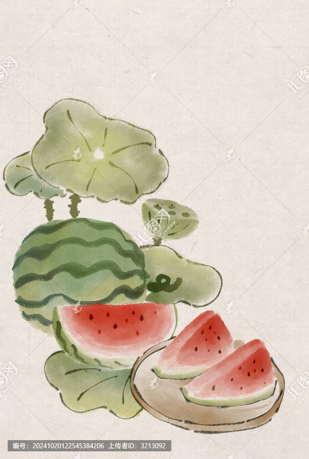 西瓜水墨西瓜國畫