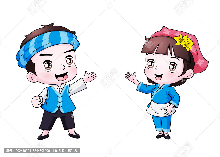 客家人男女卡通