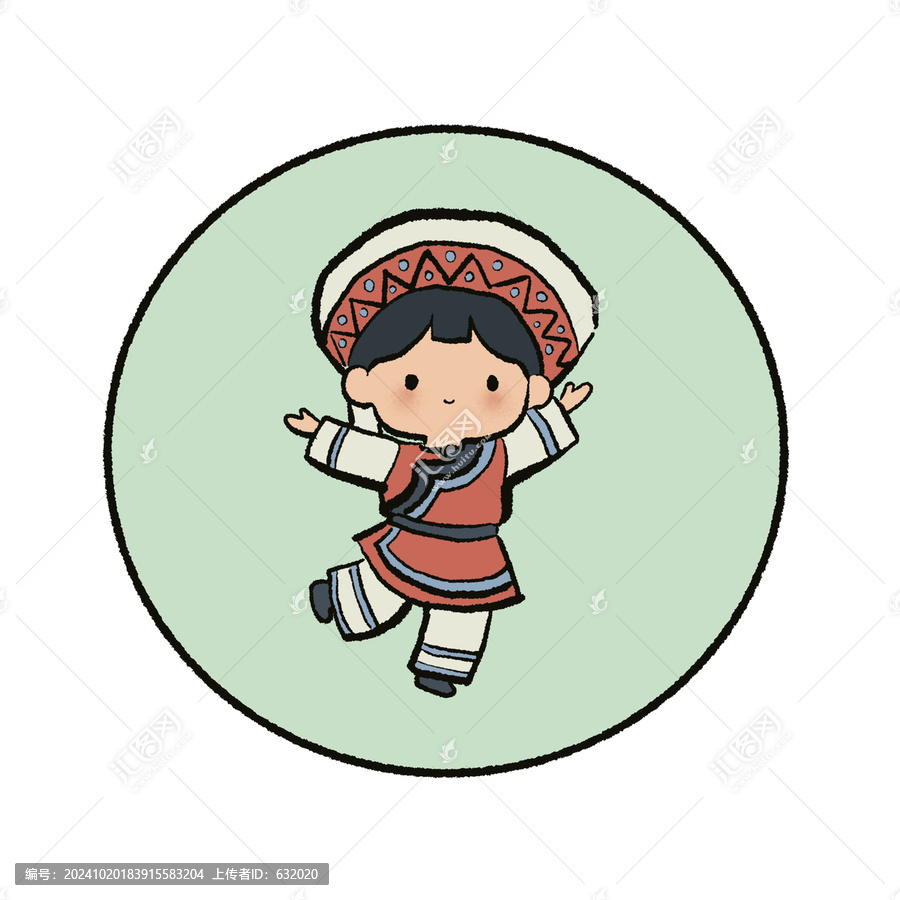 可愛像素風格白族女孩