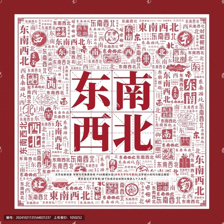 東南西北文字裝飾畫