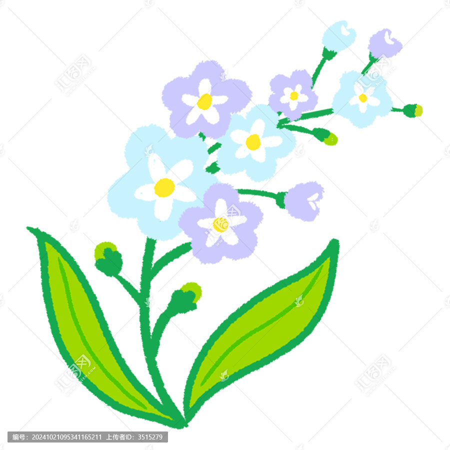 可愛的藍(lán)紫色小花手繪插畫