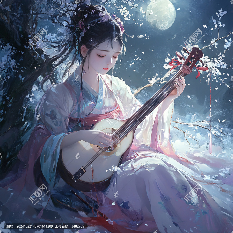 婀娜少女彈琴