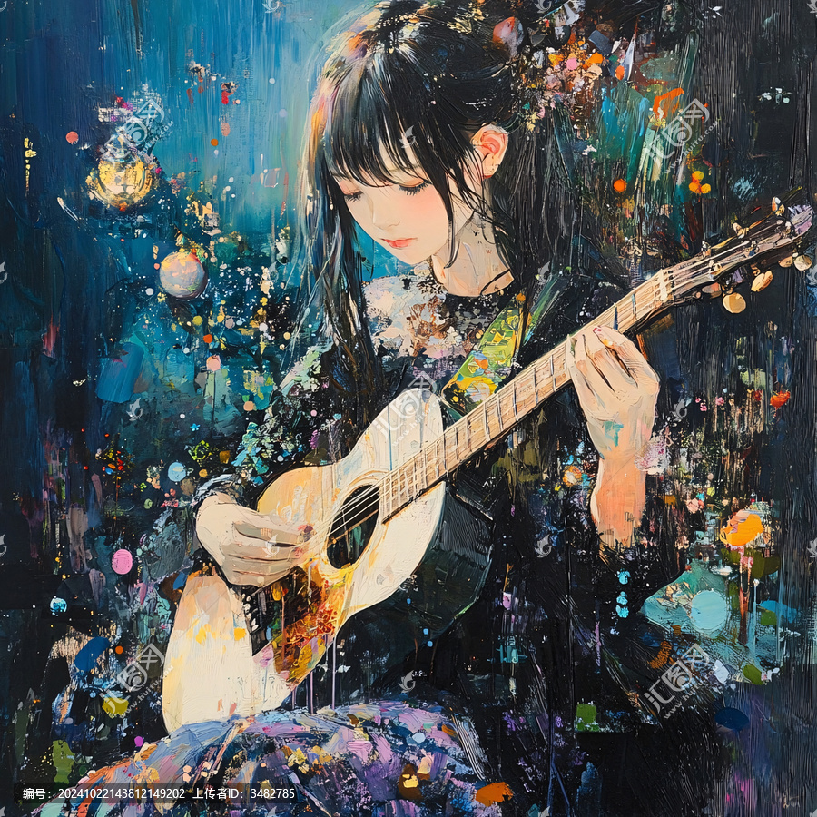 吉他女孩插圖