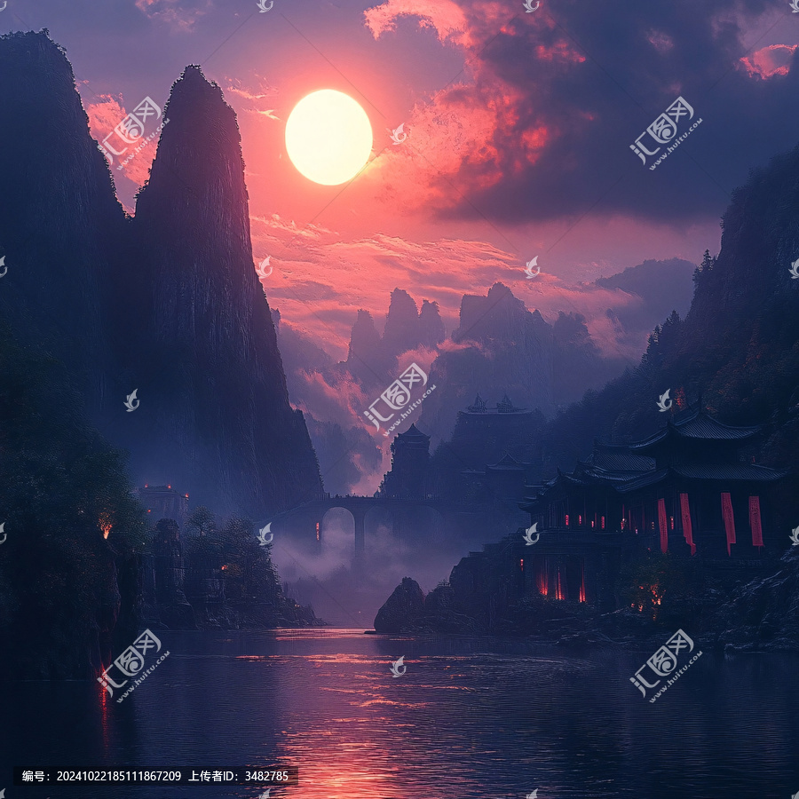 古風山水場景