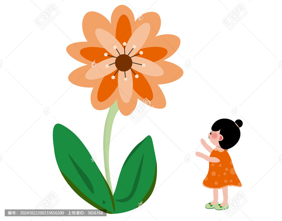 小女孩和花插畫