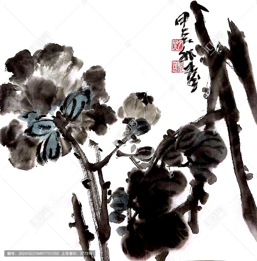 寫意牡丹花