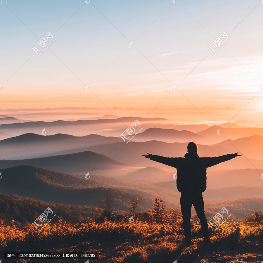 站在山峰的人