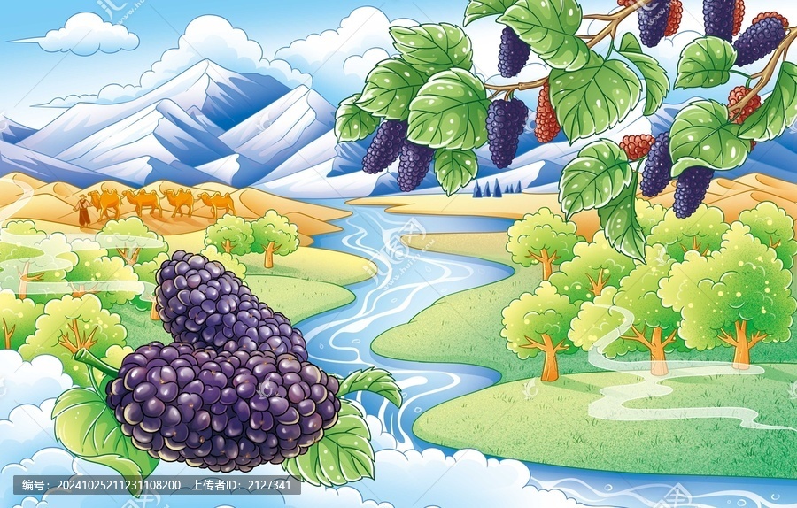 新疆桑葚插畫