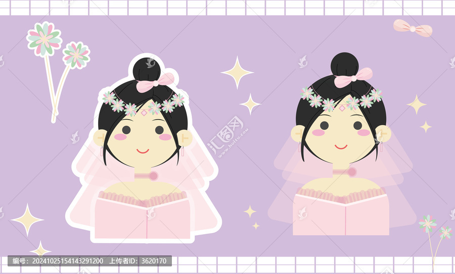 盛裝的小女孩矢量插畫