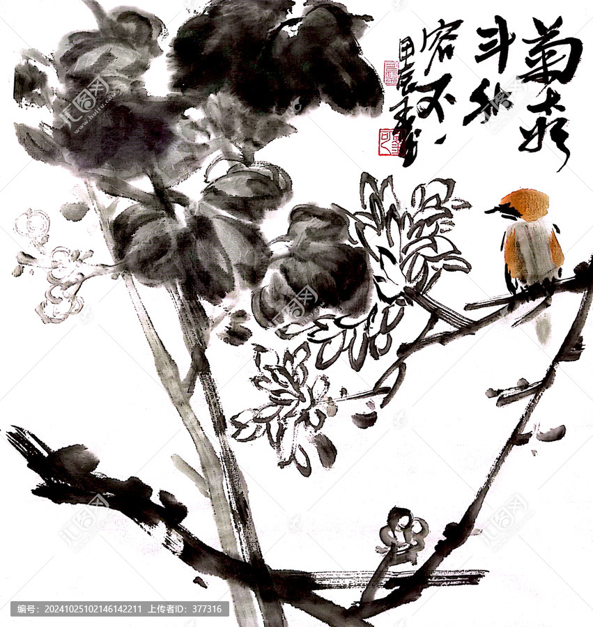 寫意菊花裝飾畫