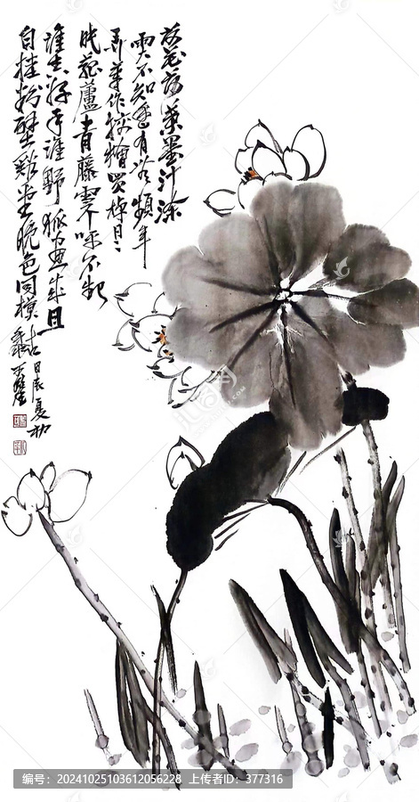 寫意荷花裝飾畫