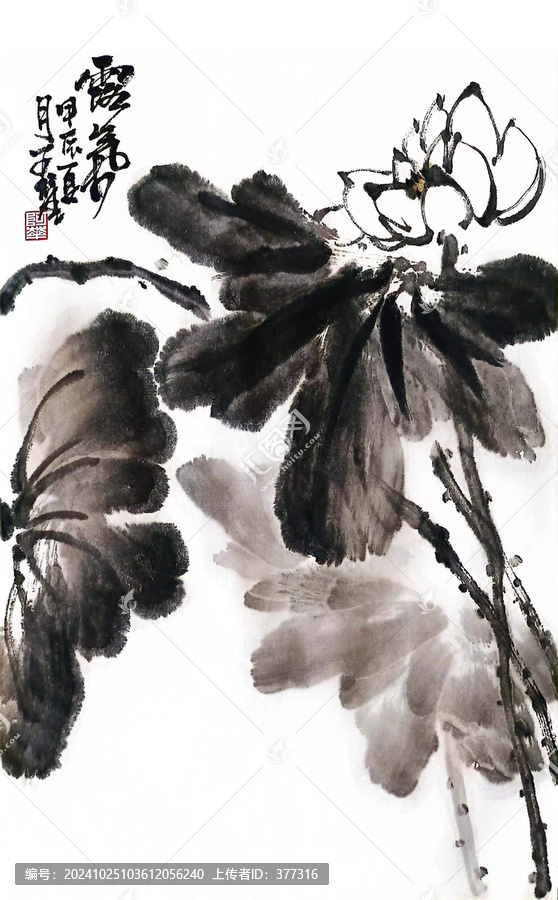 寫意荷花裝飾畫