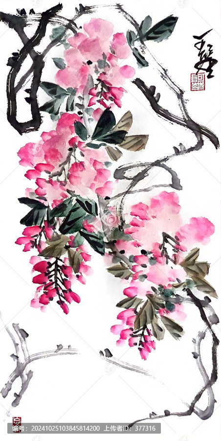 寫意紫藤裝飾畫
