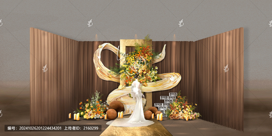 咖色布幔婚禮效果圖迎賓區(qū)