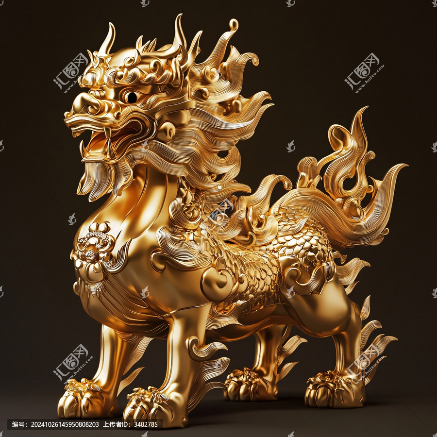 金色麒麟雕塑