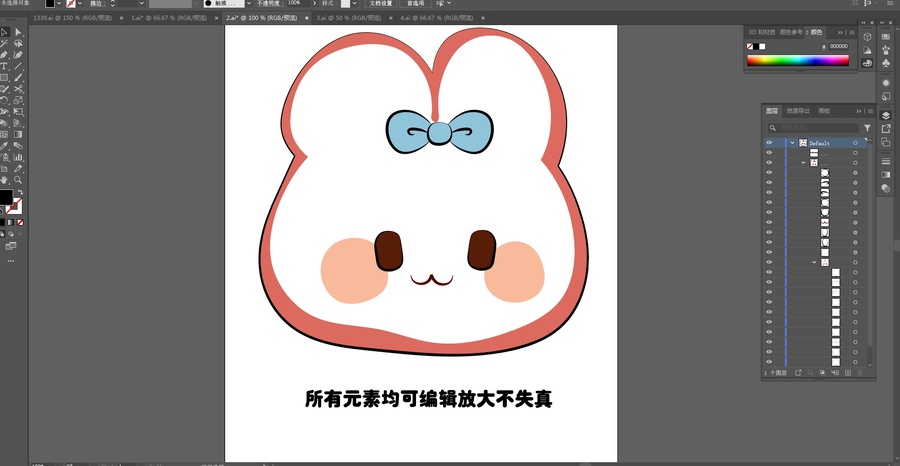可愛卡通兔子頭