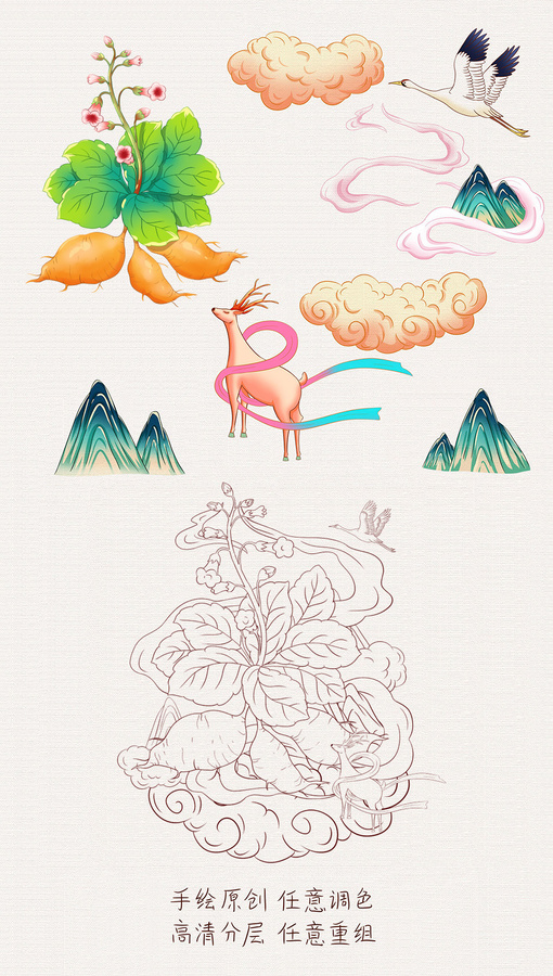 地黃草藥插畫手繪