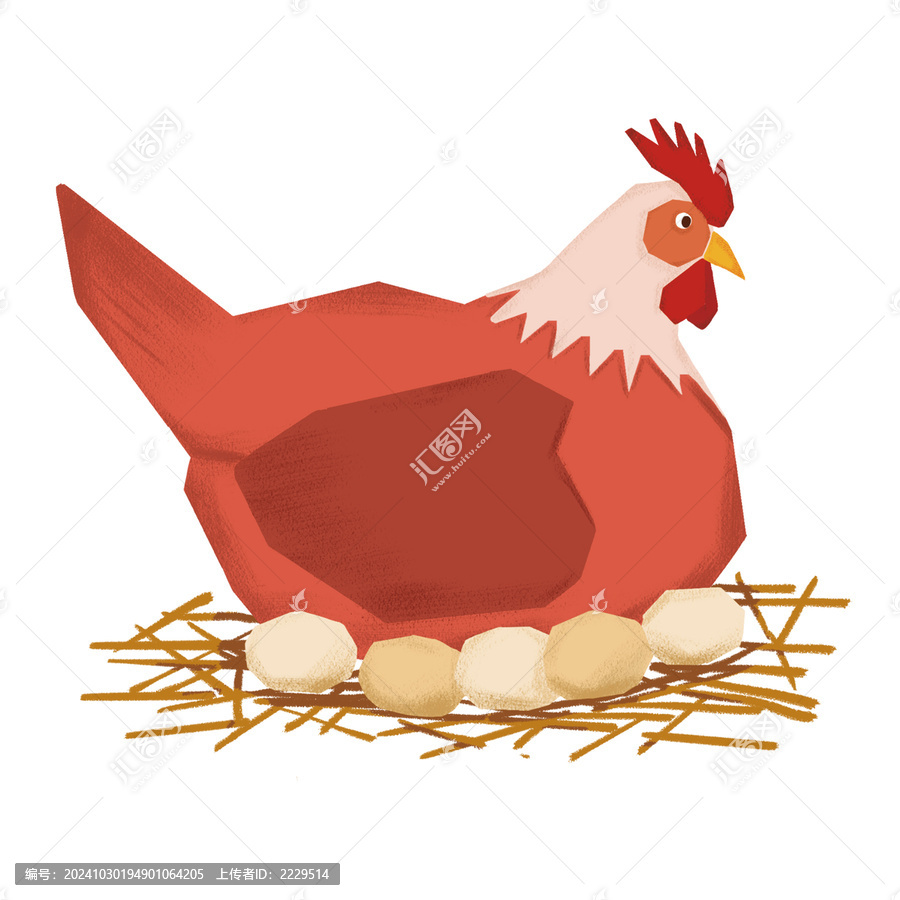 母雞插畫高清卡通ps分層印刷