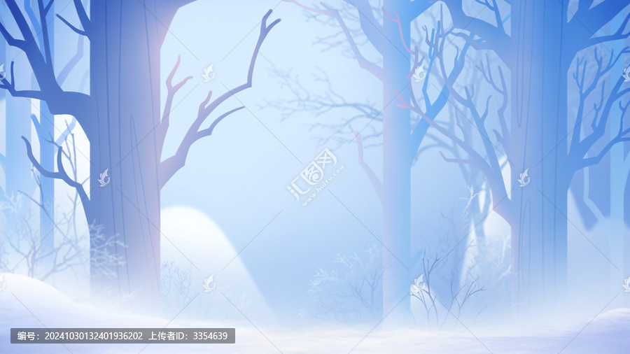 冬季雪地樹林