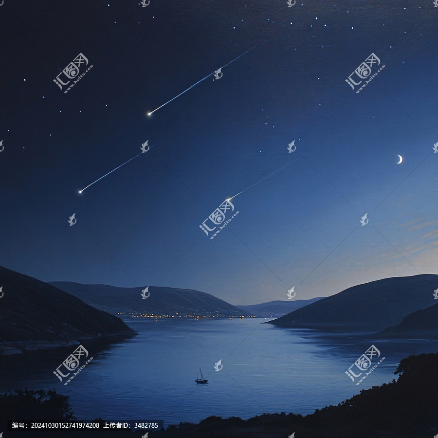 景藍(lán)色星空流星