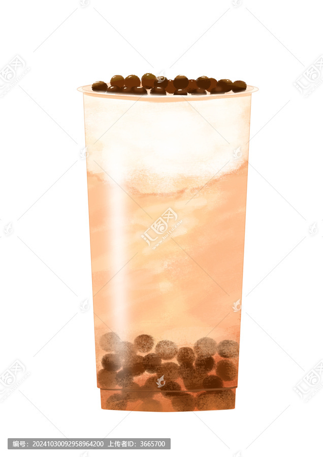 手繪秋天第一杯奶茶珍珠奶茶
