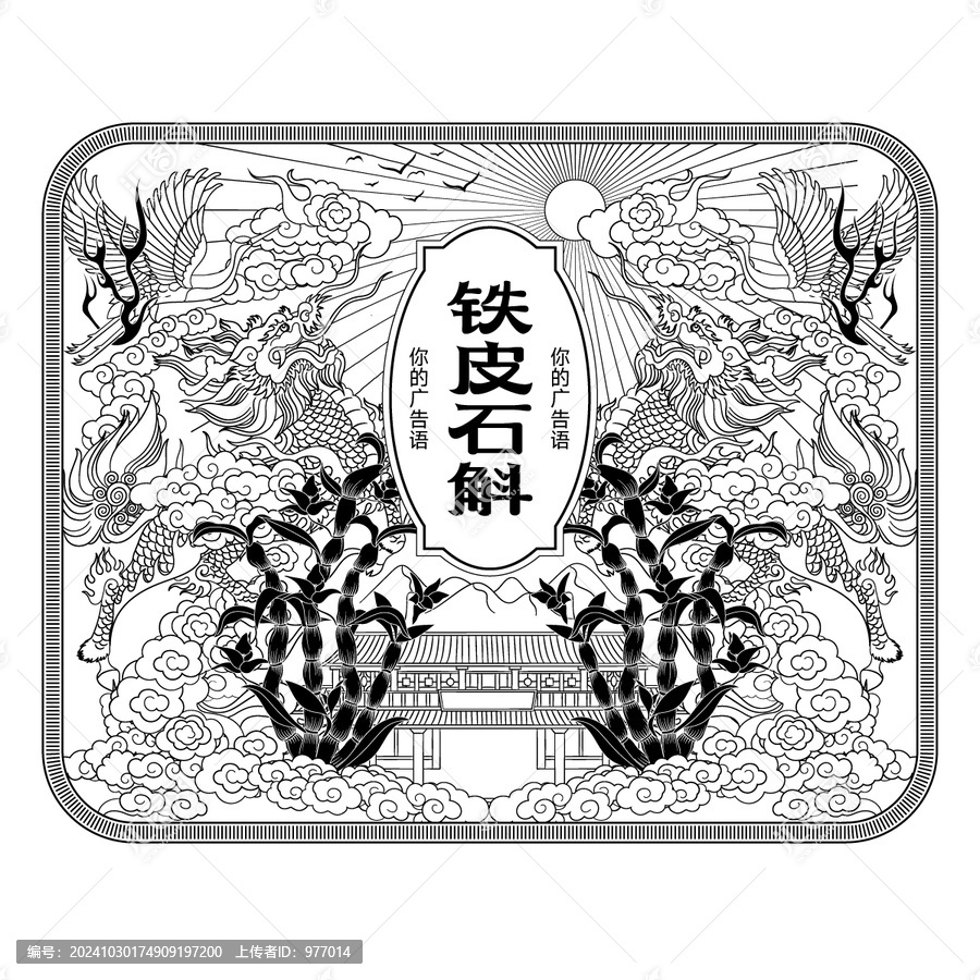 石斛手繪線描