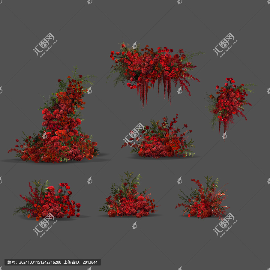 紅色婚禮婚禮花藝素材婚禮效果圖